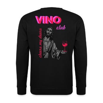 VINO Club: Heiliges Weinglas - Unisex Pullover - Schwarz - Hinten - Michal (187cm)