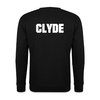 Clyde Bonnie Geschenk Geschenkidee - Unisex Pullover - Schwarz - Hinten - Alina (178cm)