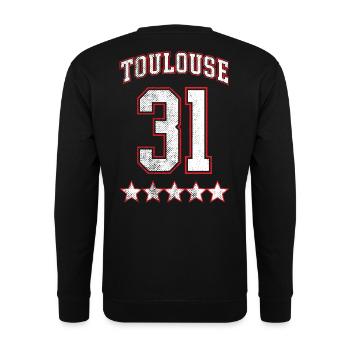 Toulouse 31, 5 Vintage-Sterne. - Unisex Pullover - Schwarz - Hinten - Alina (178cm)