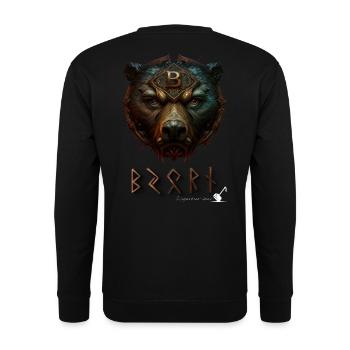 Bear Face - Björn in Futhark Runes - Unisex Sweatshirt - black - Back - Alina (178cm)