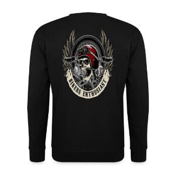 Schädel Biker Shirt Skull Biker - Unisex Pullover - Schwarz - Hinten - Michal (187cm)