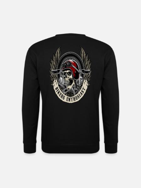 Schädel Biker shirt Skull Biker - Unisex Sweatshirt - black