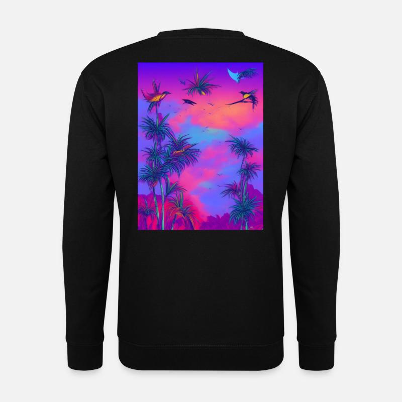 Synthwave Tropical Bird Paridise - Unisex Sweatshirt - black