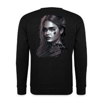 fantasy girl dark black and white - Unisex Pullover - Schwarz - Hinten - Michal (187cm)