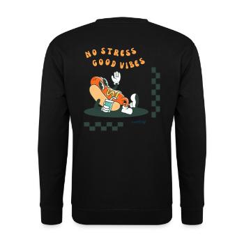 T-shirt No stress good vibes retro logo - Unisex Sweatshirt - black - Back - Alina (178cm)