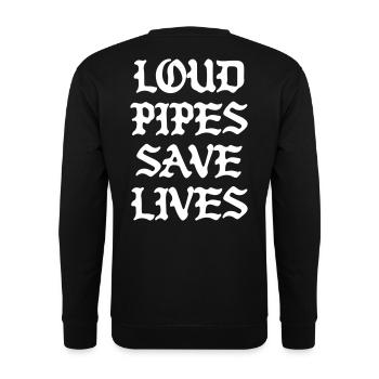 Loud Pipes Save Lives Motorrad T-Shirt - Unisex Pullover - Schwarz - Hinten - Michal (187cm)