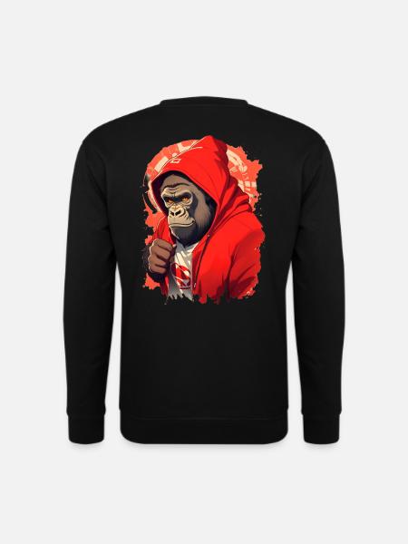 Gorille à capuche rouge - Sweat-shirt Unisexe - noir