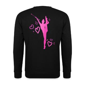 Twirleuse coeurs rose - Sweat-shirt Unisexe - noir - Dos - Alina (178cm)