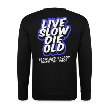 Live Slow Die Old - LSDO - Unisex Pullover - Schwarz - Hinten - Michal (187cm)