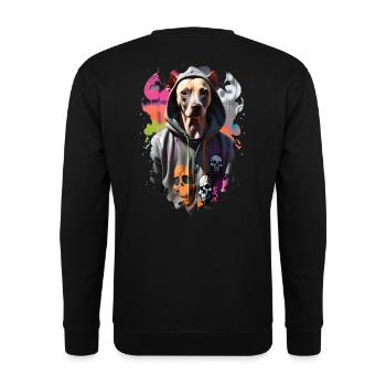 dog street 1 - Sweat-shirt Unisexe - noir - Dos - Alina (178cm)
