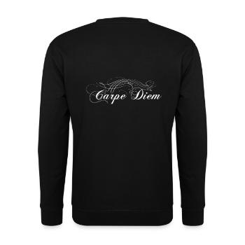 Carpe Diem embellished white - Unisex Sweatshirt - black - Back - Alina (178cm)