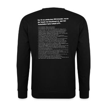Bescheidener Sound, aber unschuldiger Tontechniker - Unisex Pullover - Schwarz - Hinten - Michal (187cm)
