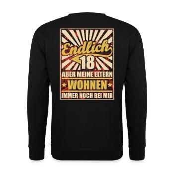 18 Geburtstag - Unisex Pullover - Schwarz - Hinten - Michal (187cm)