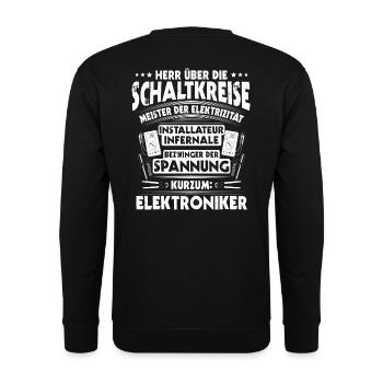 Elektroniker/Elektriker/Elektronikerin/Geschenk - Unisex Pullover - Schwarz - Hinten - Alina (178cm)