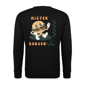 T-Shirt Mister Burger Retro-Logo - Unisex Pullover - Schwarz - Hinten - Alina (178cm)