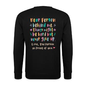 Liebe Person hinter mir Es könnte schwierig werden - Unisex Pullover - Schwarz - Hinten - Alina (178cm)