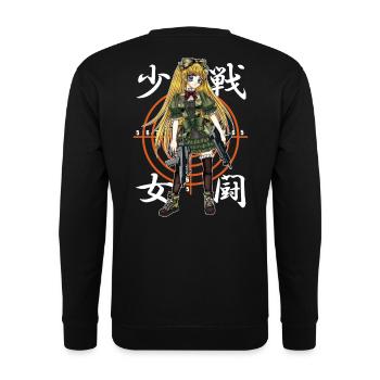 Sweet sniper in Manga style - Unisex Sweatshirt - black - Back - Alina (178cm)