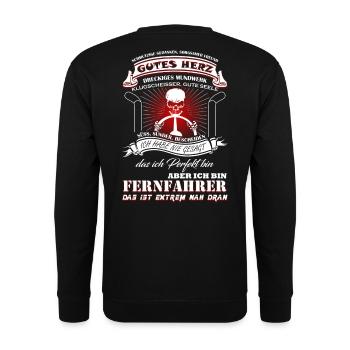 Fernfahrer sind fast Perfekt - Unisex Pullover - Schwarz - Hinten - Alina (178cm)