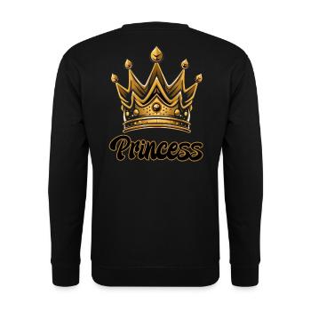 PRINCESS MOTIV MIT GROSSER GOLDENER KRONE - Unisex Pullover - Schwarz - Hinten - Michal (187cm)
