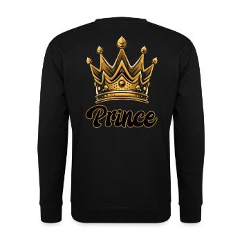 PRINCE MOTIF WITH LARGE GOLDEN CROWN - Unisex Sweatshirt - black - Back - Alina (178cm)