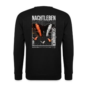 Nachtleben Schwärmer - Unisex Pullover - Schwarz - Hinten - Alina (178cm)