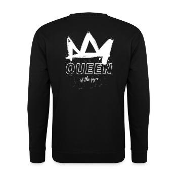 QUEEN of the gym white - Unisex Pullover - Schwarz - Hinten - Alina (178cm)