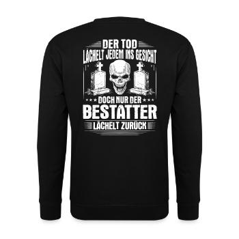 Bestatter Totengräber Leichenbestatter Mortician - Unisex Pullover - Schwarz - Hinten - Alina (178cm)