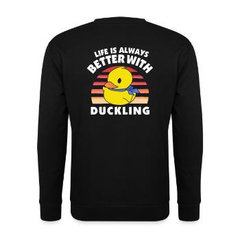 Life Is Always Better With Duckling - Yellow Ducks - Unisex Sweatshirt - black - Back - Alina (178cm)