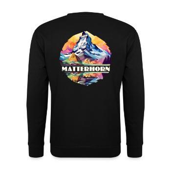 Souvenir de randonnée en montagne du Cervin, Zermatt, Suisse - Sweat-shirt Unisexe - noir - Dos - Michal (187cm)