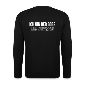 Vater/Papa - Ich bin der Boss - Unisex Pullover - Schwarz - Hinten - Michal (187cm)