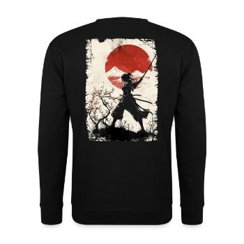 Japan vintage samurai - Unisex Sweatshirt - black - Back - Alina (178cm)