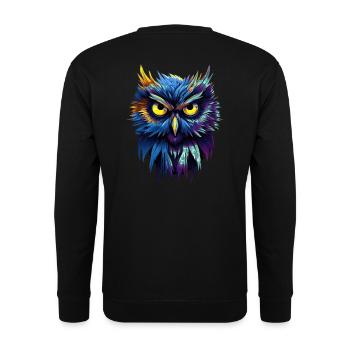 Eule - Unisex Pullover - Schwarz - Hinten - Alina (178cm)