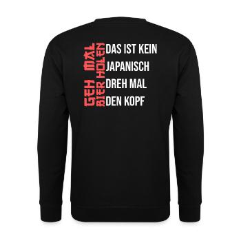 Biertrinker Geh mal Bier holen - Unisex Pullover - Schwarz - Hinten - Alina (178cm)