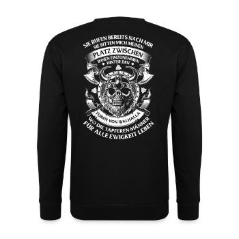 Wikinger Walhalla Odin - Unisex Pullover - Schwarz - Hinten - Alina (178cm)