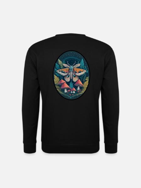 Mondschein Motte mit verzauberten Pilzen - Unisex Pullover - Schwarz