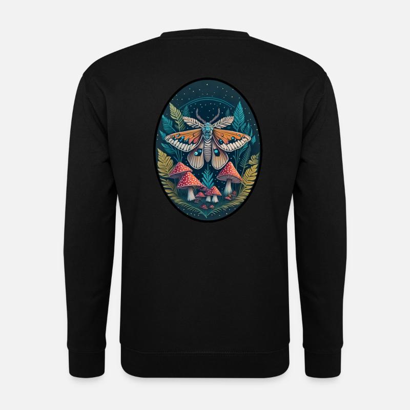 Mondschein Motte mit verzauberten Pilzen - Unisex Pullover - Schwarz
