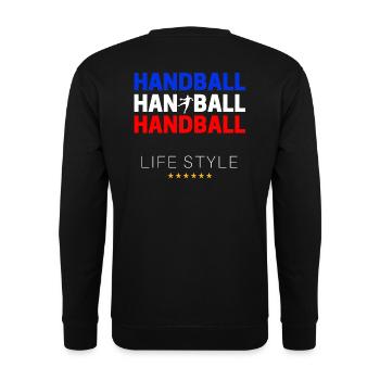HANDBALL Life Style Bleu Blanc Rouge - Sweat-shirt Unisexe - noir - Dos - Alina (178cm)
