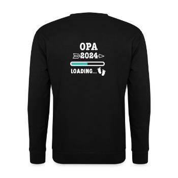 Ich werde Opa 2024 - Babyfüsse mit Loading Screen - Unisex Pullover - Schwarz - Hinten - Alina (178cm)