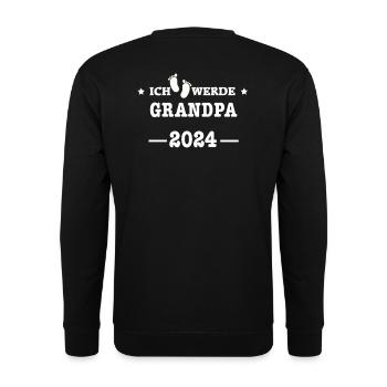 Ich werde Opa 2024 - Babyfüsse mit Loading Screen - Unisex Pullover - Schwarz - Hinten - Alina (178cm)