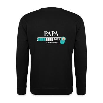 Papa 2024 Chargement... - Sweat-shirt Unisexe - noir - Dos - Michal (187cm)