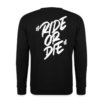 Ride or Die Handlettering Typograhpie Logo - Unisex Pullover - Schwarz - Hinten - Michal (187cm)