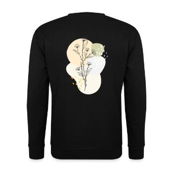 floral design - Unisex Pullover - Schwarz - Hinten - Alina (178cm)