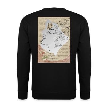 Literary Dream: Face with Butterflies - Unisex Sweatshirt - black - Back - Alina (178cm)