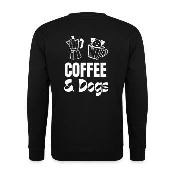 Kaffee und Hunde Motiv - Unisex Pullover - Schwarz - Hinten - Michal (187cm)