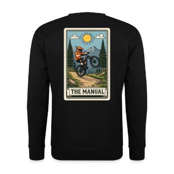 Manual-Trick im Mountainbike-Trail - Unisex Pullover - Schwarz - Hinten - Michal (187cm)