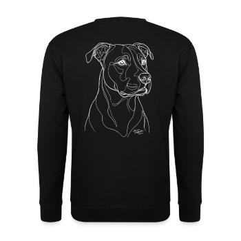 American Staffordshire Terrier WH Porträt - Unisex Pullover - Schwarz - Hinten - Michal (187cm)