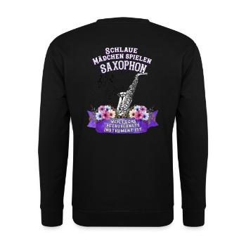Saxophon Instrument Spruch Mädchen Musik - Unisex Pullover - Schwarz - Hinten - Alina (178cm)