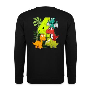 Garçon d'anniversaire de 4 ans quatre 4. Dino T-Rex - Sweat-shirt Unisexe - noir - Dos - Michal (187cm)