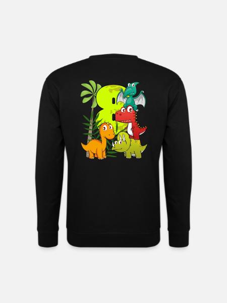 8 Jahre alt Geburtstag Junge Acht 8. Dino T-Rex - Unisex Pullover - Schwarz