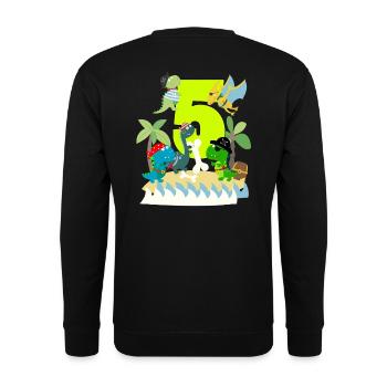 5 years pirate birthday boy five 5th dinosaurs T-Rex - Unisex Sweatshirt - black - Back - Alina (178cm)